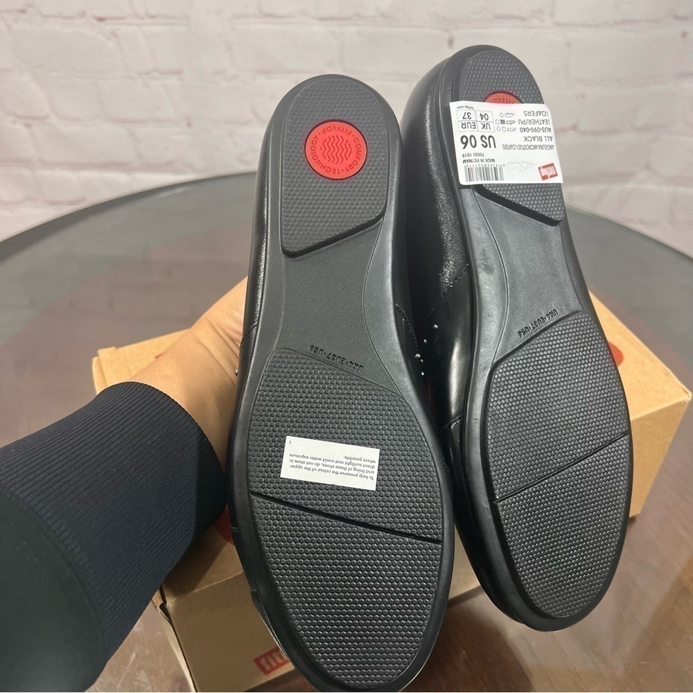 FITFLOP Angelina Microstud Loafer. Black leather with gunmetal studs in size 6 - Picture 3 of 12